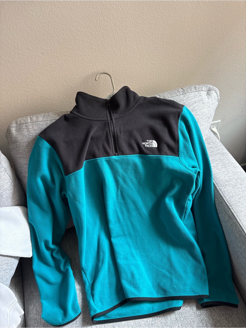 The North Face Teal and Black Quarter-Zip Fleece Pullover